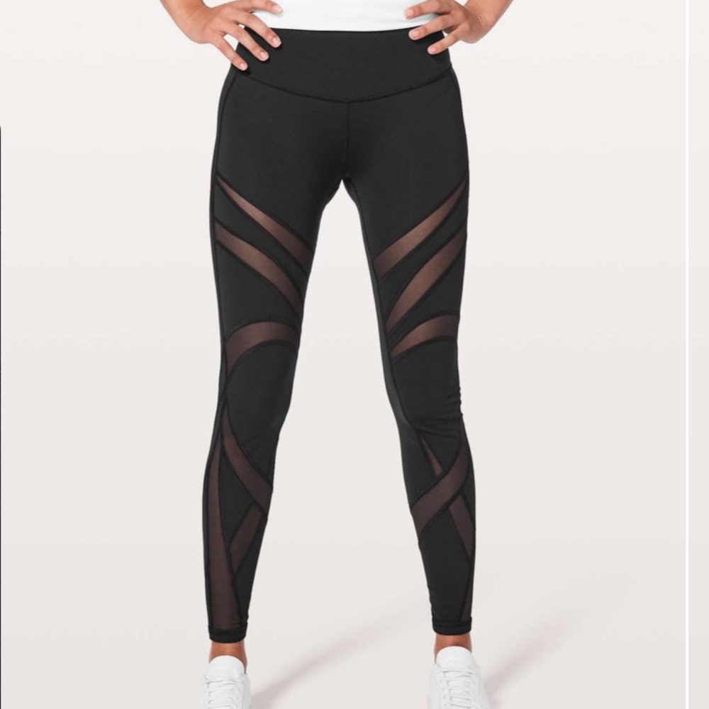 Lululemon Wunder Under Hi-Rise Tight 28” Like New / Mesh Detail / Sz 10 / Black